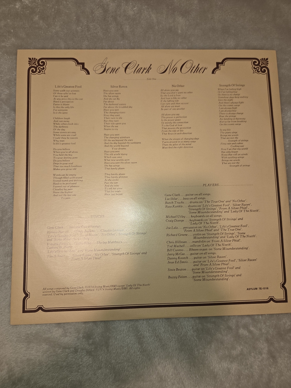 Vintage Gene Clark "No Other" 1974 Elektra Vinyl Album With Poster - Picture 8 of 16